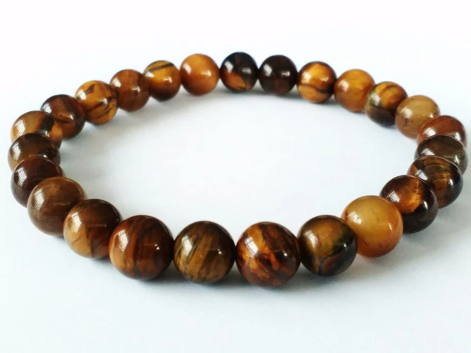 Armband elastisches Tigerauge Perlen 8mm Accessoire halbedelstein Bracelet biker - Bild 1 von 1