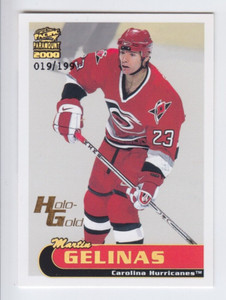 1999-00 PACIFIC PARAMOUNT MARTIN GELINAS /199 HOLO-GOLD PARALLEL #45 Hurricanes