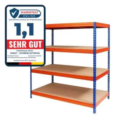 OFFICEMARSHAL 200 x 150 x 80 cm Blau Orange | Weitspannregal Schwerlastregal | 300 kg je Boden