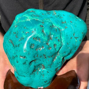 13.7LB TOP Natural Blue green turquoise quartz crystal mineral specimen+stand - Picture 1 of 9
