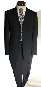Mens vintage "WILLSON" Wool-Blend 36" R Black Suit - Picture 1 of 16