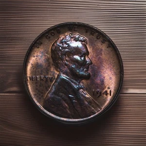 1941 Lincoln Wheat Penny, Stempelglanz, schöne Tönung - Bild 1 von 8