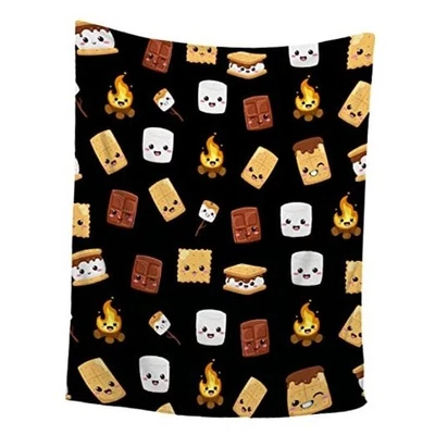 Cute S'Mores Blanket Lightweight Plush Fuzzy Throw Super Soft Flannel Fleece  — 第 1/4 张图片