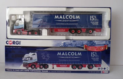 CORGI CC14032 VOLVO FH SUPER CURTAINSIDE TRAILER MALCOLM LOGISTICS V.N.M.BOXED - Image 1 of 4