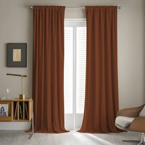 Burnt Orange Velvet Curtain Rust 96 Inch for Living Room Holiday Decor - Back... - Picture 1 of 7
