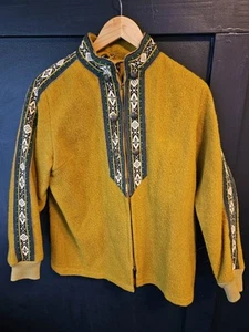 Vaaksa Oy Helsinki Finland Gold Wool Full Zip Vintage 60s Embroidered Jacket 32 - Picture 1 of 6