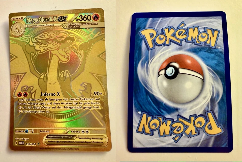 Pokemon Fatale Flammen Mega Glurak X ex  130/094 Gold DE NM - Bild 1 von 2