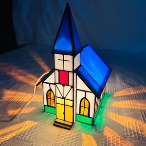 Crystal Village vetro colorato chiesa illuminato vintage artigianale vetro americano\ - Foto 1 di 12