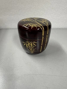Caddie à thé japonaise en laque Natsume - Design bambou Makie pour cérémonie du thé - Photo 1/10