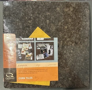 New/Sealed 4 Pack Quartet Cork Tiles 12" x 12" Corkboard Wall Bulletin Boards - Picture 1 of 3