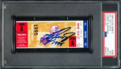 Ken Griffey Jr. Auto 10/6/95 ALDS Game 3 Ticket Stub PSA 5 Sig 10 1995 PSA/DNA - Image 1 of 2