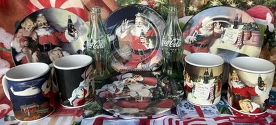 Coca-Cola Brand Stoneware by Sakura 2002 Christmas Santa 10 Piece Set - Image 1 of 4