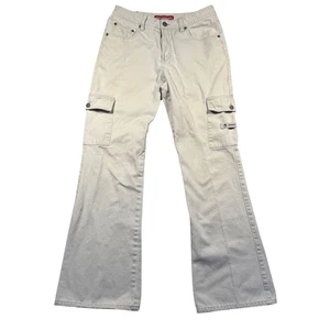 Unionbay Women's Tan Khaki Cargo Pants Size 7 Low Rise Y2K Flare Leg - Picture 1 of 9