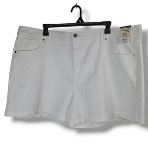 Neu Terra & Sky Jeansshorts Damen 26 W Plus weiß Denim Stretch hoher Bund Jorts - Bild 1 von 7