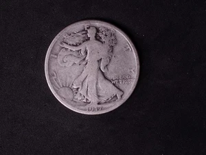 1917-D Rückseite Walking Liberty Half Dollar 50c Silbermünze - Bild 1 von 2