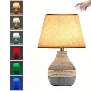 RGB Dimmer Nachttischlampe Tischleuchte Nachttischleu Keramik Mit Fernbedienung - Bild 1 von 11