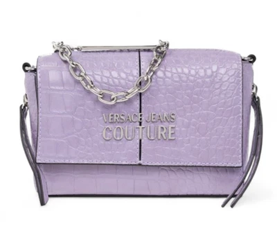 VERSACE JEANS COUTURE WOMEN SHOULDER BAG CLUTCH PURPLE CHAIN AUTHENTIC - Image 1 of 4