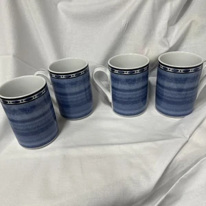 2003 Dansk Bistro Belgisch Blau Geschirr Portugal 4 Kaffee-/Teetassen 10 oz ☕️ - Bild 1 von 4