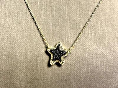 Kendra Scott Rock Crystal Star Pendant Necklace Gold Tone Slide Adjustable New - Image 1 of 4