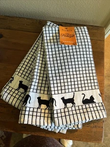 Halloween Kitchen Cat Towels / Brand BIANCA / Set Of 3 / made in Portugal - Picture 1 of 6