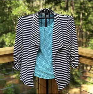 Grace Elements Black & White Striped Jacket Women’s XL - Picture 1 of 4