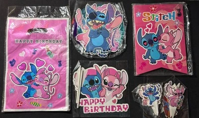 Pink Stich Birthday Decorations Stich Birthday Party Supplies Set - Image 1 of 4