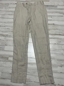 CLASS CLUB Gold Label Sz 18 Boys Modern 100% linen khaki Flat Front Dress Pants - Picture 1 of 17
