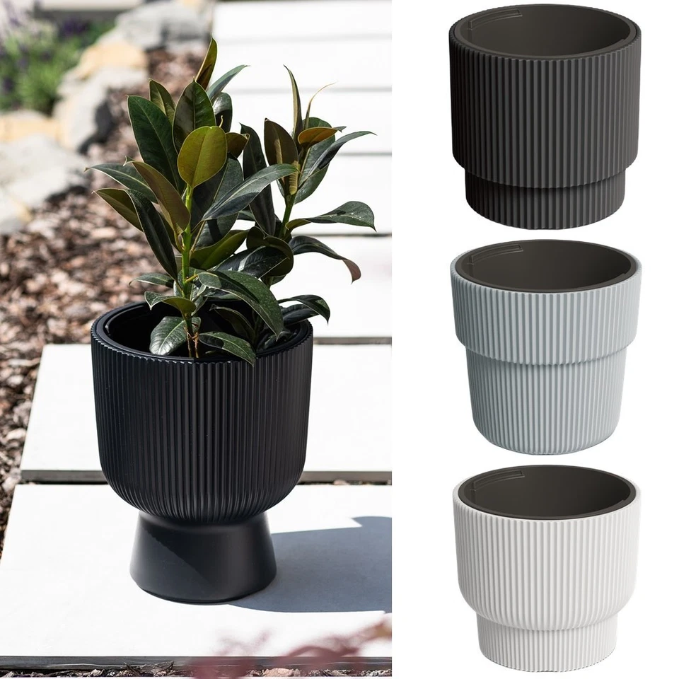 Blumentopf Blumenkübel Pflanzentopf Rillen Rippen-Design Übertopf Pflanzkübel - Bild 1 von 1