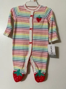 Carters Bebé Niña Interlock Snap Dormir y Jugar Dormir Prematuro Fresa Nuevo - Imagen 1 de 2