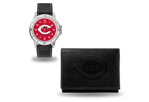 Cincinnati Reds Mens Watch and Black Wallet SPARO Gift Box Set Lic MLB Baseball Cover