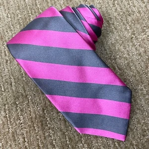 Cravatta a righe Ike Behar rosa grigia - 3,25" Business Preppy Officecore - Foto 1 di 4