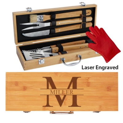 Engraved BBQ Set, Grill Gift Set, Father's Day Gift, Grilling Tools, BBQ Set - Image 1 of 4