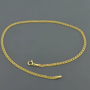 10K YELLOW GOLD 2.0MM DOUBLE CURB LINK 10" ANKLET FREE SHIPPING - Picture 1 of 2