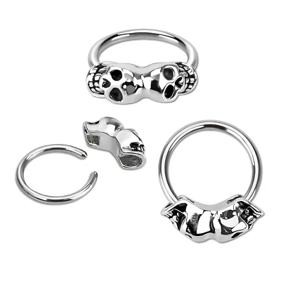 Piercing setto orecchino teschio teschi gemelli 12 mm capezzolo prigioniero T... - Immagine 1 di 4