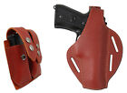 New Burgundy Leather Pancake Holster + Dbl Mag Pouch Paraordnance Full Size 9mm