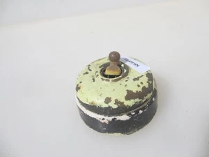 Antique Brass & Ceramic Light Switch Old Dolly Bakelite Toggle Vintage Art Deco - Picture 1 of 9