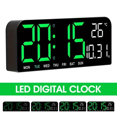 10'' LED Digital Wanduhr mit Datum Temperatur Display Alarm Clock Großes Display - Bild 1 von 4