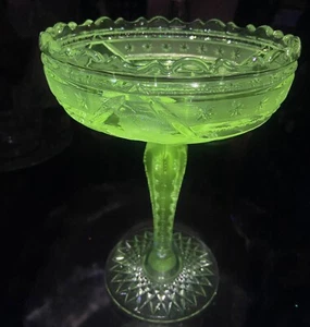 McKee Innovation 407 Pedastal Pressed & Cut Glass Tazza Compote - Picture 1 of 3