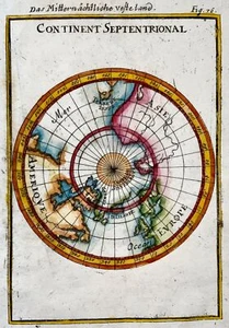 1719 Northern Hemisphere, Arctic, World Map, Mallet, hand coloured - Picture 1 of 2