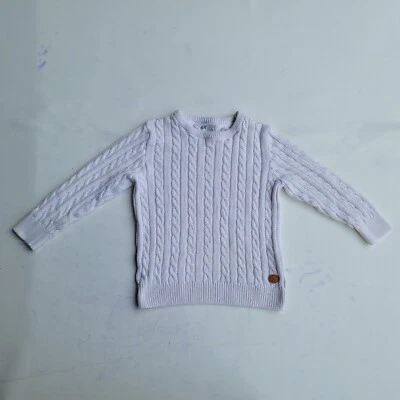 H&M Boys 4-6Y White Cable Knit Cotton Long Sleeve Sweater - Image 1 of 4