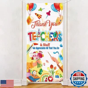 HOWAF Teacher Appreciation Week Decoration Door Cover, Thank You Teacher Teac - Picture 1 of 5