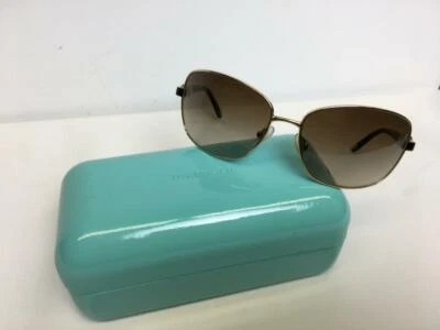 Authentic Tiffany & Co Sunglasses Gold Metal Frame Aviator w/ Case TF3014 125mm - Image 1 of 4