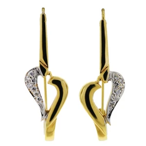 14 Karat Gelbgold Halb Diamant Herz Draht Ohrringe 0,14 kt. - Bild 1 von 7
