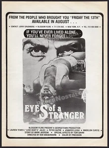 EYES OF A STRANGER - Original 1980 Trade AD / poster _ Lauren Tewes _ Tom Savini - Picture 1 of 1