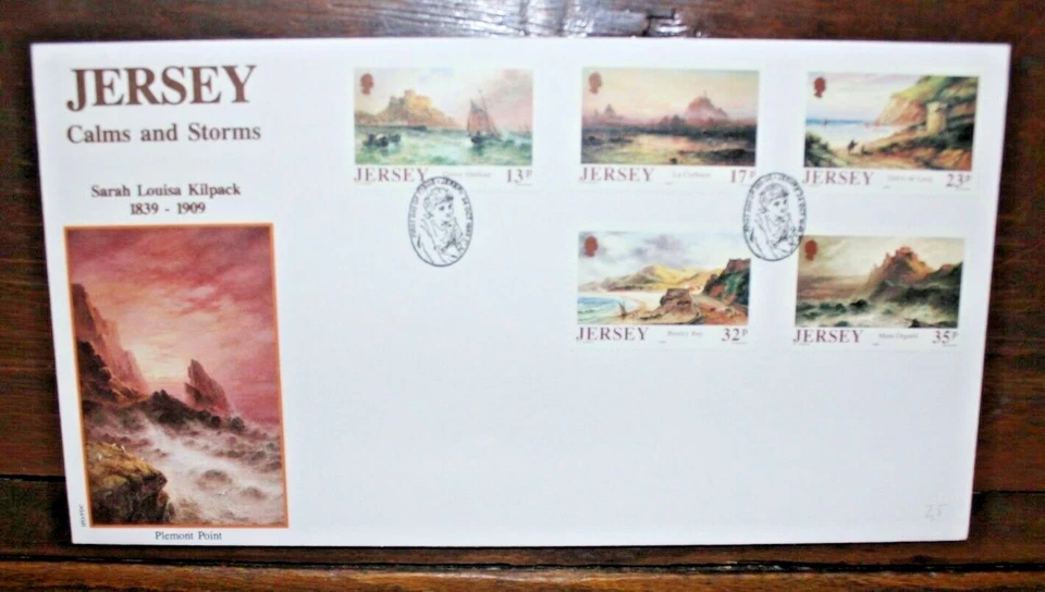 FRANCOBOLLI JERSEY 1989 "ARTISTI ARTE PITTORI" BUSTA I° GIORNO FDC (CAT.IC) - Immagine 1 di 1