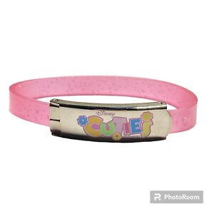 Disney Cuties Silicone Bracelet Pink Teen Adjustable to 6.5" Sparkle Glitter