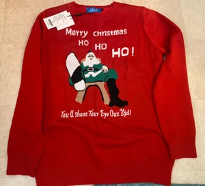 New Child’s Size XL (18-20) Ugly Christmas Sweater You’ll Shoot Your Eye Out Kid - Picture 1 of 3