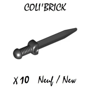 Lego 18034 - 10x Arme Epée / Minifig Weapon Roman Gladius - Noir / Black - Neuf - Imagen 1 de 1