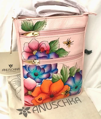 Bandolera de viaje ANUSCHKA NUEVA CON ETIQUETAS🌸RFID con cremallera superior PARADISE FOUND ROSA 7560-PDF-PNK Foto 1 de 4