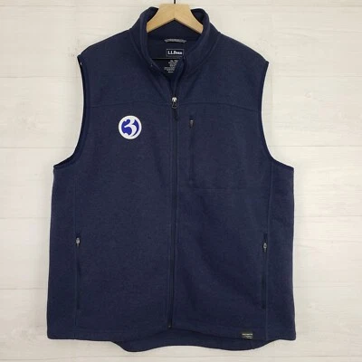 LL Bean Sweater Fleece Vest Full Zip Men's Size XL Blue Pockets - Image 1 of 4